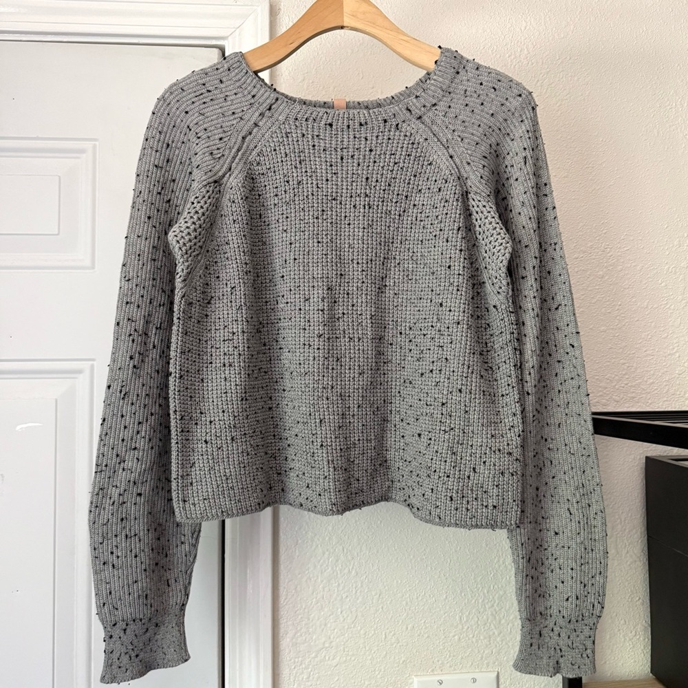 LUNYA heather grey Pima cotton alpaca blend knit pullover boxy sweater